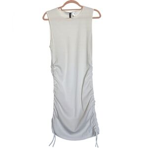 H&M White Ruched Asymmetrical Sheath Dress